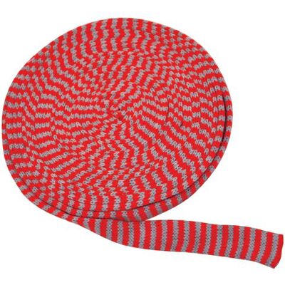 PLAYBOX Tubstickat tyg 3cmx10m grå/röd PLAYBOX Tubstickat tyg 3cmx10m grå/röd