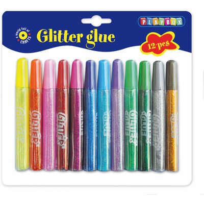 Playbox Glitterlim 13ml 12 sorterade färger Playbox Glitterlim 13ml 12 sorterade färger