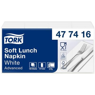 Servett TORK 1/8-vikt 3-lag vit 150/fp Servett TORK 1/8-vikt 3-lag vit 150/fp