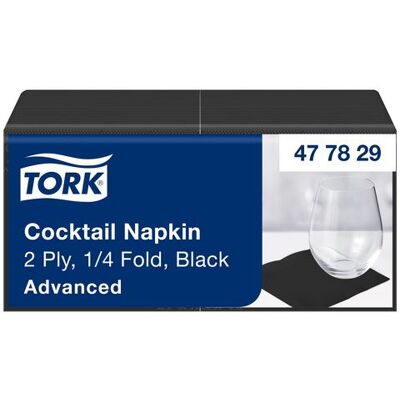Servett TORK Cocktail 2-lag svart 200/fp Servett TORK Cocktail 2-lag svart 200/fp
