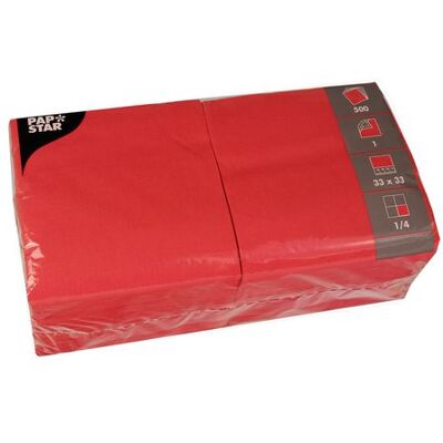 PAPSTAR Servett 1-lags 33x33cm röd 500/fp PAPSTAR Servett 1-lags 33x33cm röd 500/fp