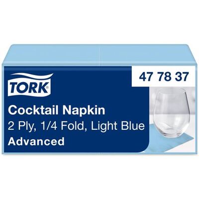 Servett TORK Cocktail 2-lag ljblå 200/fp Servett TORK Cocktail 2-lag ljblå 200/fp