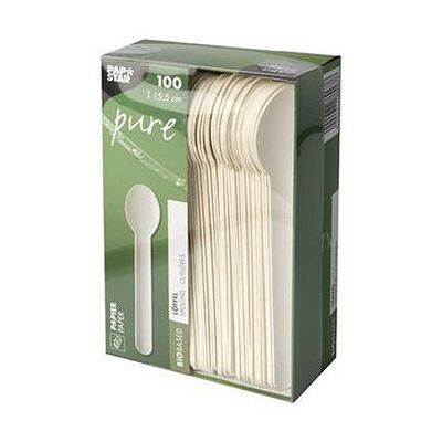 PAPSTAR Bestick Sked PURE Papper 15,5cm 100/fp PAPSTAR Bestick Sked PURE Papper 15,5cm 100/fp