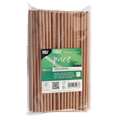 PAPSTAR Sugrör PURE papp böjbar 20cm brun 100/fp PAPSTAR Sugrör PURE papp böjbar 20cm brun 100/fp