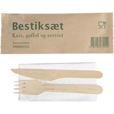Abena Besticksset trä med servett 400/fp Abena Besticksset trä med servett 400/fp