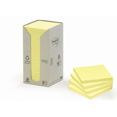 Notes POST-IT 100% recy 76x76 gul 16/fp Notes POST-IT 100% recy 76x76 gul 16/fp