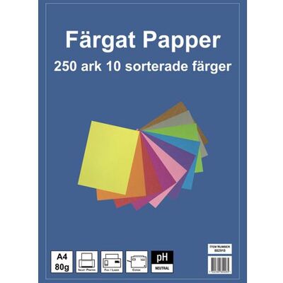 NO BRAND Tonpapper A4, 80g 10 färger 250/fp NO BRAND Tonpapper A4, 80g 10 färger 250/fp