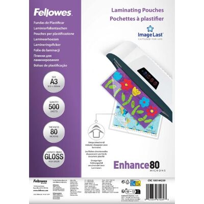 Laminat FELLOWES A3 80mic klar 500/fp Laminat FELLOWES A3 80mic klar 500/fp