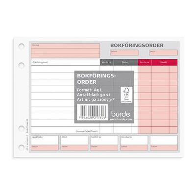 Burde Blankett bokföringsorder A5L 50 blad Burde Blankett bokföringsorder A5L 50 blad