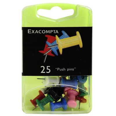 Kartnål EXACOMPTA 10mm sort.färger 25/fp Kartnål EXACOMPTA 10mm sort.färger 25/fp
