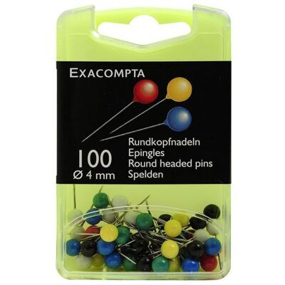 Kartnål EXACOMPTA 4mm sort.färg 100/fp Kartnål EXACOMPTA 4mm sort.färg 100/fp