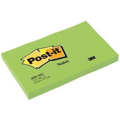 Notes POST-IT neon 76x127mm grön Notes POST-IT neon 76x127mm grön