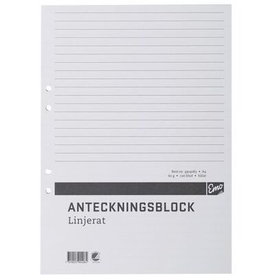 NO BRAND Anteckningsblock A4 100 blad hål TF linj NO BRAND Anteckningsblock A4 100 blad hål TF linj