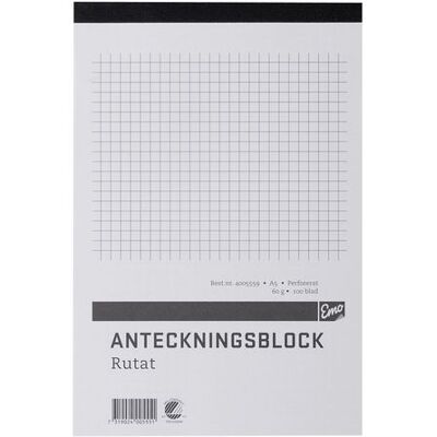 NO BRAND Anteckningsblock A5 100 blad perf rutat NO BRAND Anteckningsblock A5 100 blad perf rutat
