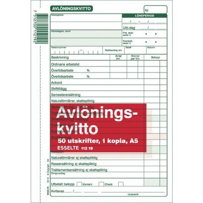 ESSELTE Blankett avlöningskvitto A5 50 bl mkopia ESSELTE Blankett avlöningskvitto A5 50 bl mkopia