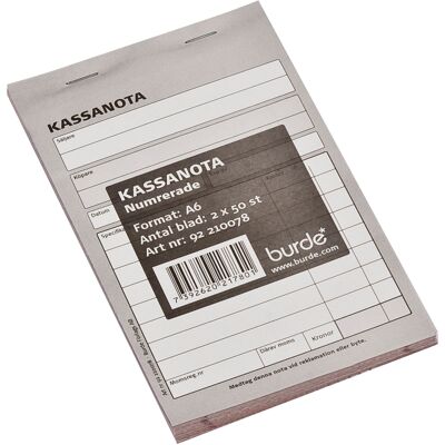 Burde Kassanota 100x150mm 2x50numrerade blad Burde Kassanota 100x150mm 2x50numrerade blad