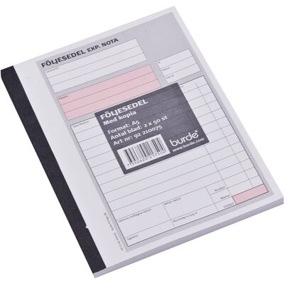 Burde Följesedel A5 2x50blad Burde Följesedel A5 2x50blad