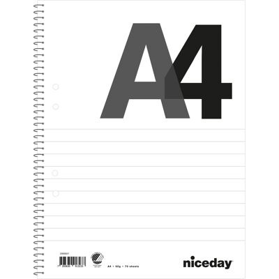 Niceday Kollegieblock A4 70blad 60g linjerat hålat Niceday Kollegieblock A4 70blad 60g linjerat hålat