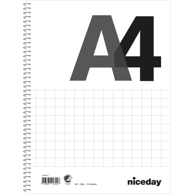 Kollegieblock A4 Hålat 70blad 60g rutat Niceday Kollegieblock A4 Hålat 70blad 60g rutat Niceday