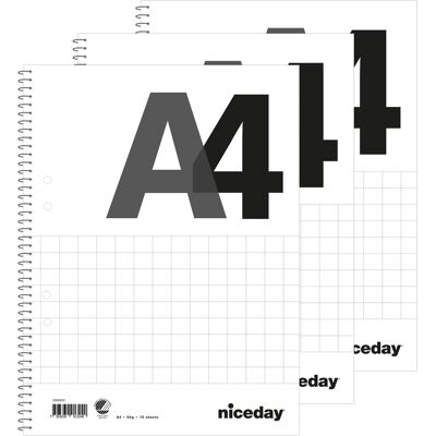 Niceday Kollegieblock A4 60g rutat 3/fp Niceday Kollegieblock A4 60g rutat 3/fp
