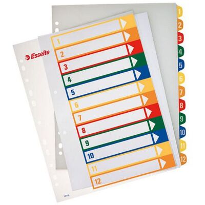Plastregister ESSELTE PP A4+ 1-12 färger Plastregister ESSELTE PP A4+ 1-12 färger