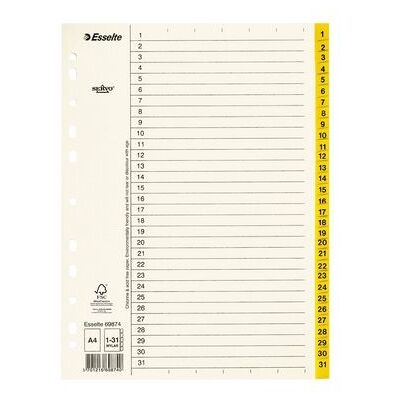 ESSELTE Pappregister Servo A4 1-31 gul flik ESSELTE Pappregister Servo A4 1-31 gul flik