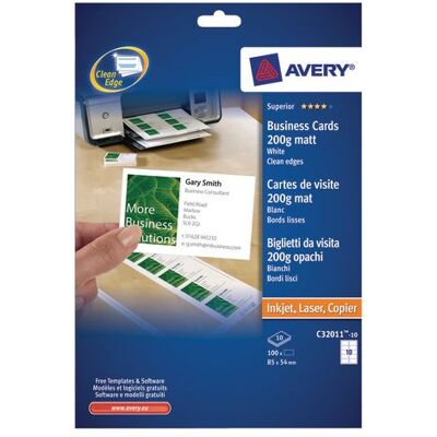 Visitkort AVERY matt, 200g, 85x54mm Visitkort AVERY matt, 200g, 85x54mm