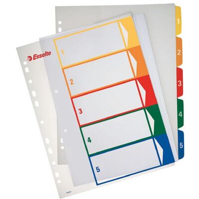 Plastregister ESSELTE PP A4+ 1-5 färger Plastregister ESSELTE PP A4+ 1-5 färger