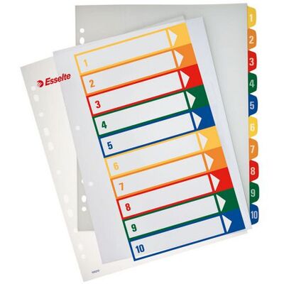 Plastregister ESSELTE PP A4+ 1-10 färger Plastregister ESSELTE PP A4+ 1-10 färger