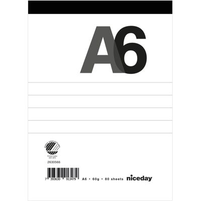 Niceday Perforerat block A6 80blad linjerat Niceday Perforerat block A6 80blad linjerat