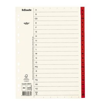 ESSELTE Pappregister Servo A4 A-Ö röd flik ESSELTE Pappregister Servo A4 A-Ö röd flik