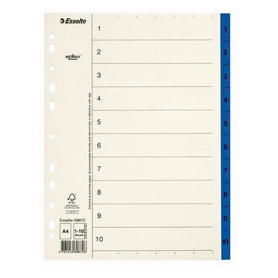 ESSELTE Pappregister Servo A4 1-10 blå flik ESSELTE Pappregister Servo A4 1-10 blå flik