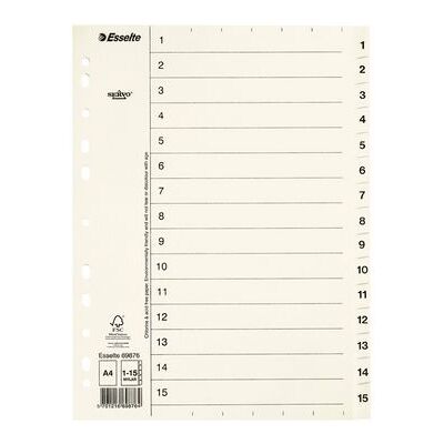 ESSELTE Pappregister Servo A4 flikar 1-15 vit ESSELTE Pappregister Servo A4 flikar 1-15 vit
