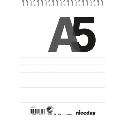 Niceday Spiralblock A5 100blad linjerat Niceday Spiralblock A5 100blad linjerat