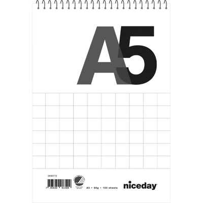 Niceday Spiralblock A5 100blad rutat Niceday Spiralblock A5 100blad rutat