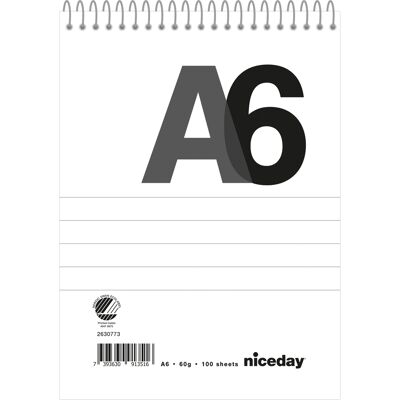 Niceday Spiralblock A6 100blad linjerat Niceday Spiralblock A6 100blad linjerat