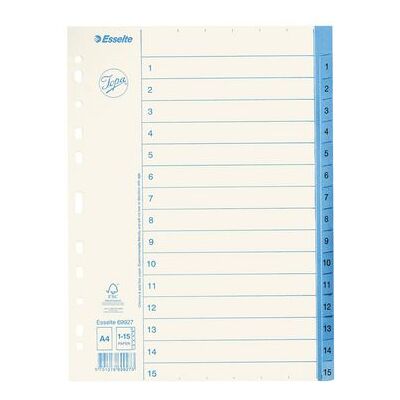 Pappregister JOPA A4 1-15 vit/blå Pappregister JOPA A4 1-15 vit/blå