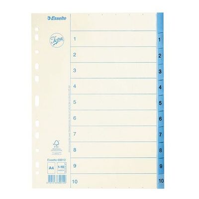 Pappregister JOPA A4 1-10 vit/blå Pappregister JOPA A4 1-10 vit/blå