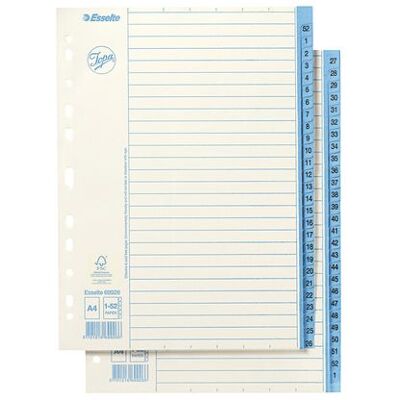 Pappregister JOPA A4 1-52 vit/blå Pappregister JOPA A4 1-52 vit/blå