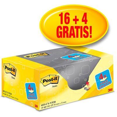 Notes POST-IT Värdepack 38x51mm gu 20/fp Notes POST-IT Värdepack 38x51mm gu 20/fp
