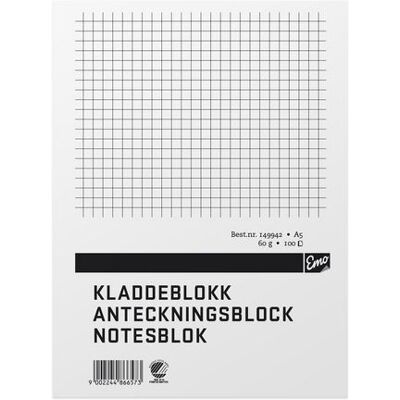 Emo Anteckningsblock A5 100 blad TF rutat Emo Anteckningsblock A5 100 blad TF rutat