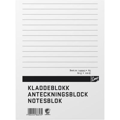 Emo Anteckningsblock A5 100 blad TF linj Emo Anteckningsblock A5 100 blad TF linj