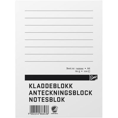 Emo Anteckningsblock A6 100 blad TF linjerat Emo Anteckningsblock A6 100 blad TF linjerat