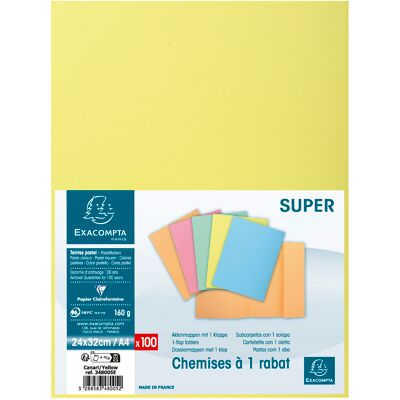 Exacompta Mapp A4 kartong 1 klaff gul Exacompta Mapp A4 kartong 1 klaff gul