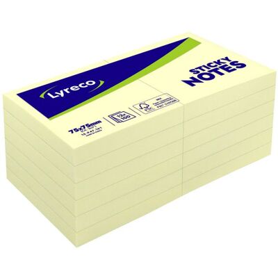Notes LYRECO standard 75x75mm gul 12/fp Notes LYRECO standard 75x75mm gul 12/fp