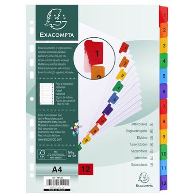 Kartongregister EXACOMPTA 1-12 multifärg Kartongregister EXACOMPTA 1-12 multifärg