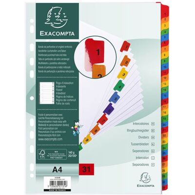 Kartongregister EXACOMPTA 1-31 multifärg Kartongregister EXACOMPTA 1-31 multifärg