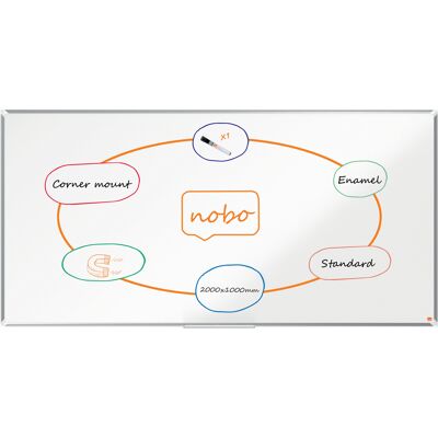 Nobo Whiteboard Premium Plus Emalj 2000 x 1000 mm Nobo Whiteboard Premium Plus Emalj 2000 x 1000 mm