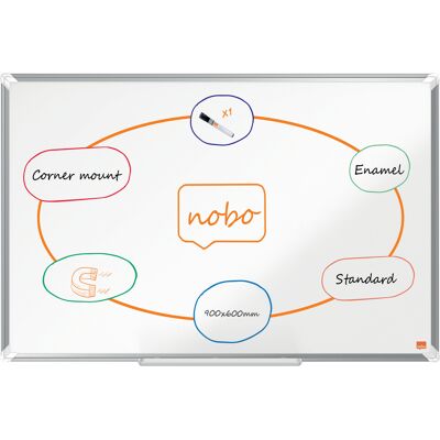 Nobo Whiteboard Premium Plus Emalj 900 x 600 mm Nobo Whiteboard Premium Plus Emalj 900 x 600 mm