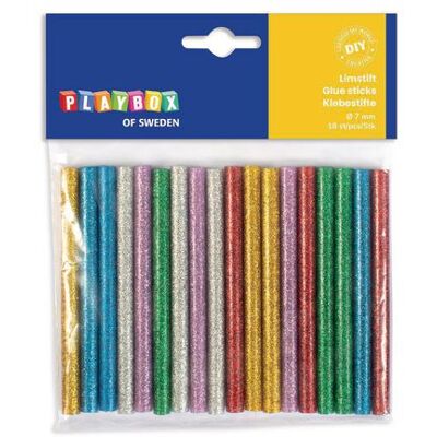 PLAYBOX Limstänger 7 mm glitter 18/fp PLAYBOX Limstänger 7 mm glitter 18/fp